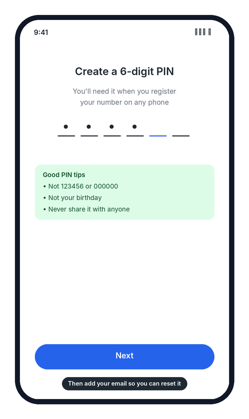 Create a 6-digit PIN screen with PIN tips