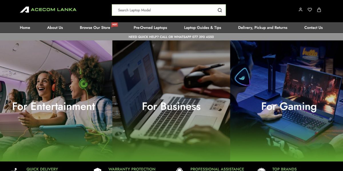 Acecom Lanka website designed by BlueShark
