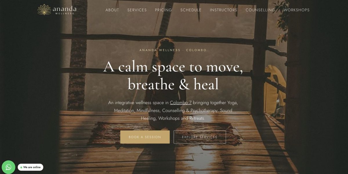 Ananda Wellness website designed by BlueShark