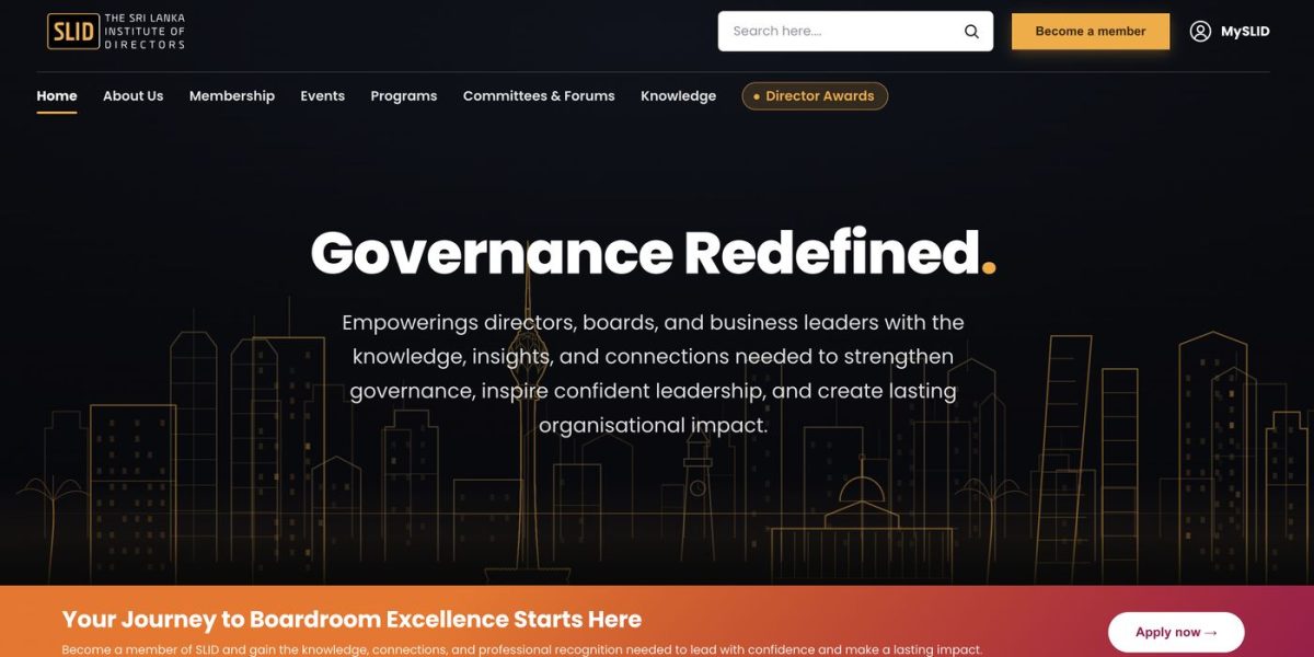 The Sri Lanka Institute of Directors website designed by BlueShark